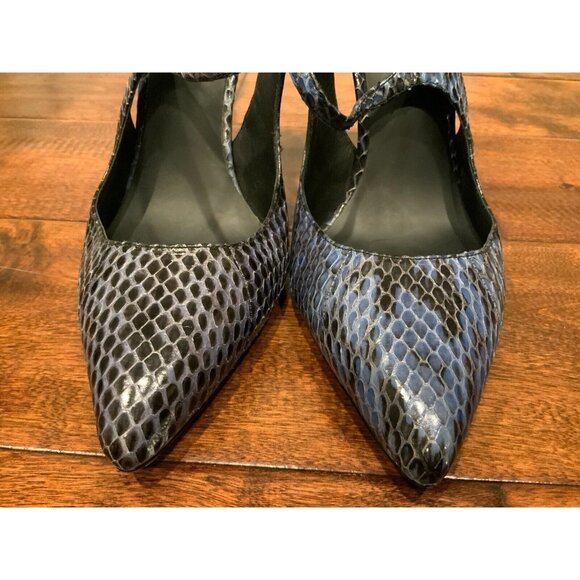 Alexander Wang Blue Leather Snakeskin Pointed Toe Stiletto Heels, Size 8.5/38.5 - Picture 3 of 9